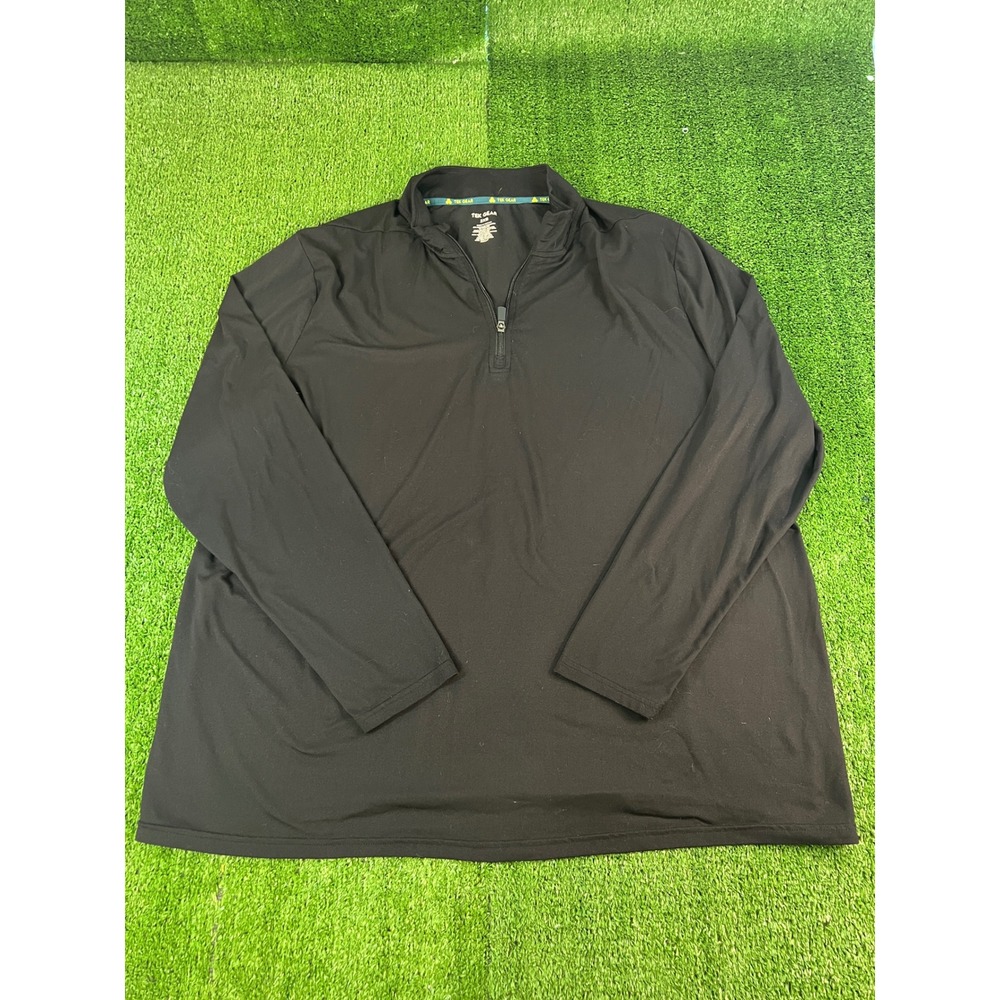 Tek Gear Mens 2XB Black Quarter Zip Performance Pullover Long Sleeve Workout Top